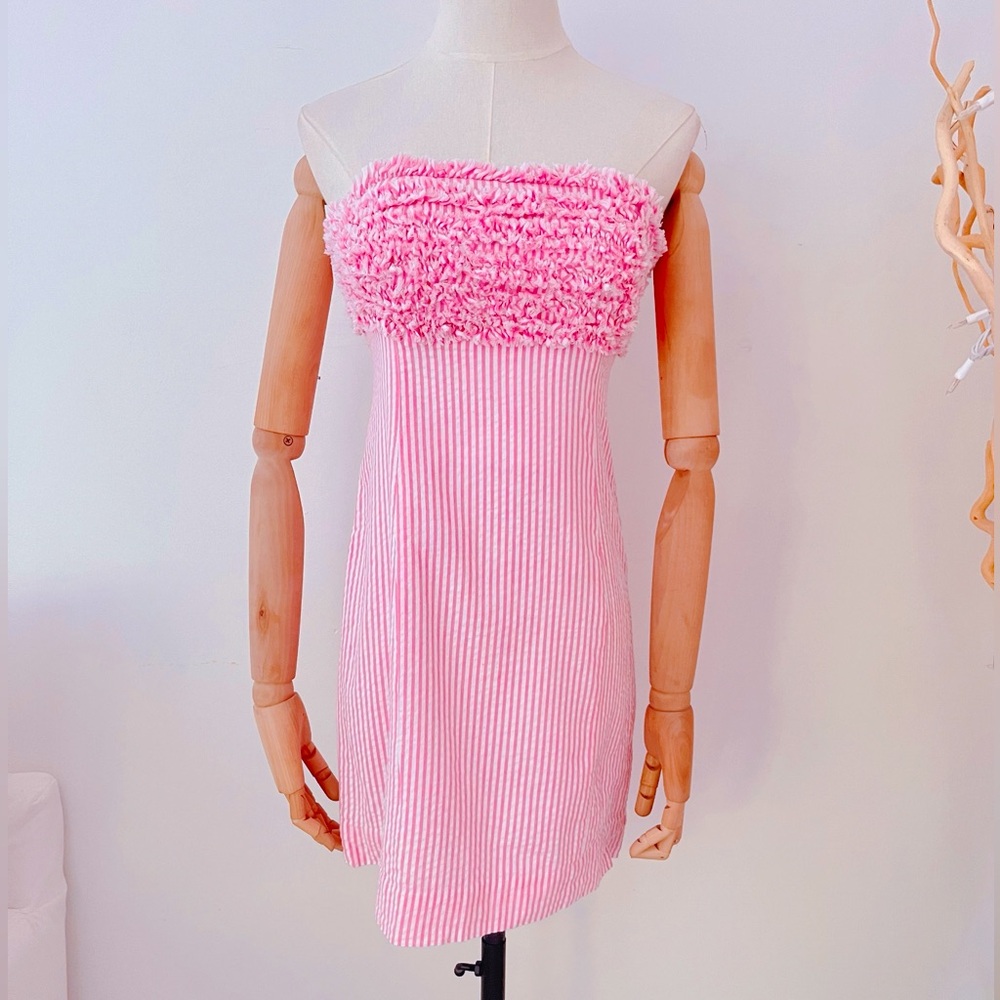 LILLY PULITZER PINK AND WHITE STRIPED MINI DRESS🩷🩵100% COTTON